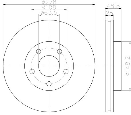 Ford Focus, C-MAX 04-, Volvo C30, S40, V50, C70 04- priekio 278x25