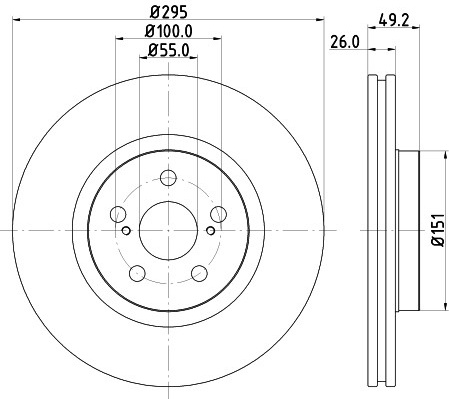 Toyota Avensis 03-08 T25 priekio 295x26mm 55mm centr. skylė
