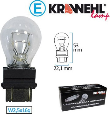 Lemputė 3157 GT25 12V P27/7W W2,5x16q Krawhel 2 siūlų su plastmasiuku