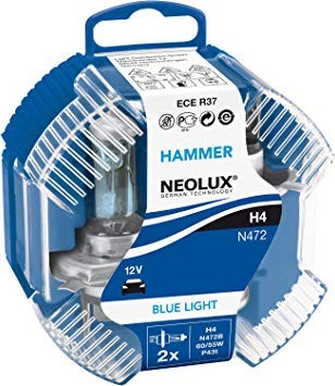 H4 P43t 12V 60/55W 2vnt. Hammer Blue Light