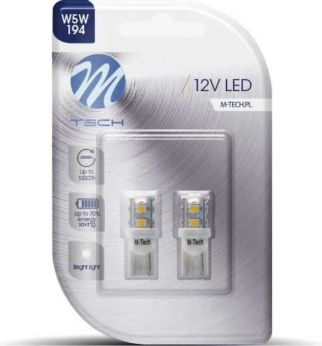 Blisteris 2 vnt. LED LB018W W5W 9xSMD3528 T10 12V 0.72W balti