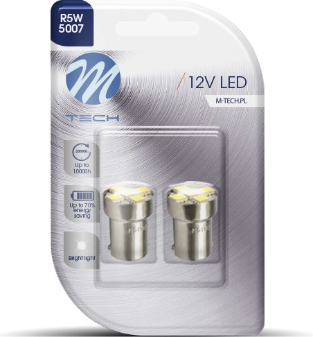 Blisteris 2 vnt. LED LB075W BA15S 12V 1.2W G18 5 SMD balti