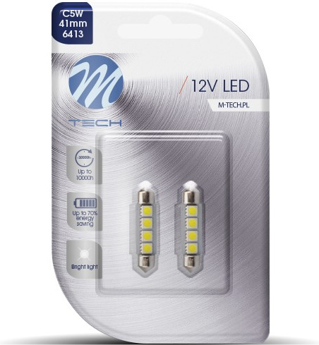 Blisteris 2 vnt. LB311W LED C5W 11x41mm 12V CANBUS balti 4 SMD5050 diodai