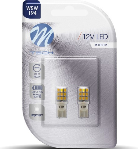 Blisteris 2 vnt. LED LB021W W5W 9xSMD2835 T10 12V balti
