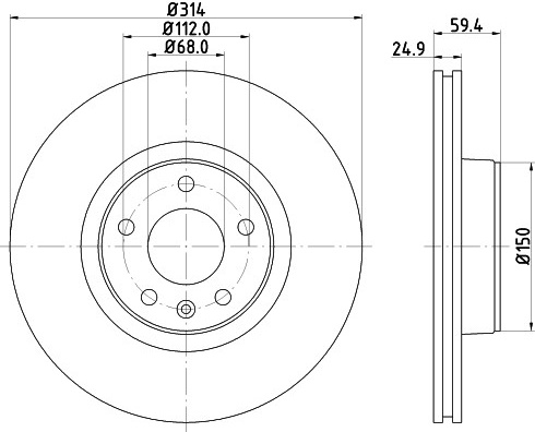 Audi A6 2.0 - 4.2 04- priekinis vent 314X25