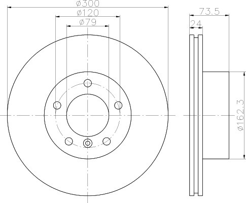 BMW 1 ser E81/87 07- , 3 ser E90/91 07- priekio 300x24mm