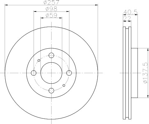 Alfa Romeo Mito, Citroen Nemo, Fiat Bravo 07- , Doblo 01- , Idea, Linea, Qubo, Stilo , F500 , Lancia Musa, Ypsilon , Reugeot Bipper priekio 257x22