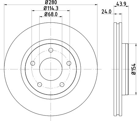Nissan Juke 10-, Pulsar 14- priekio 279x24