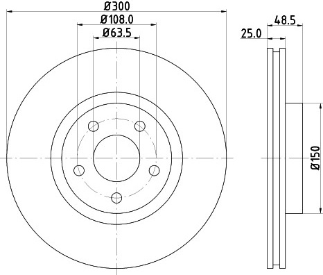 Ford C-MAX I-II, Focus II, III, FOCUS C-MAX, Volvo C30, C70 II, S40 II, V50 1,4-2,5 priekio 300x25