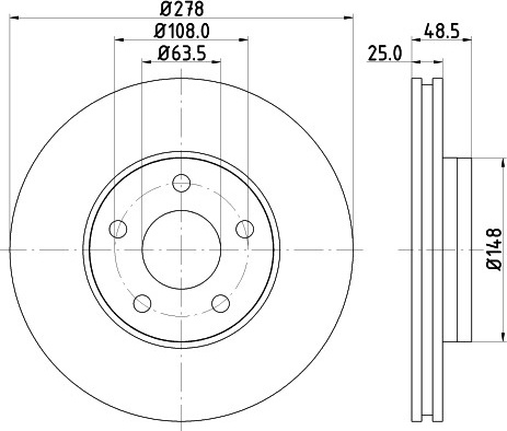 Ford C-Max 12- , Focus 11- 278x25 priekio