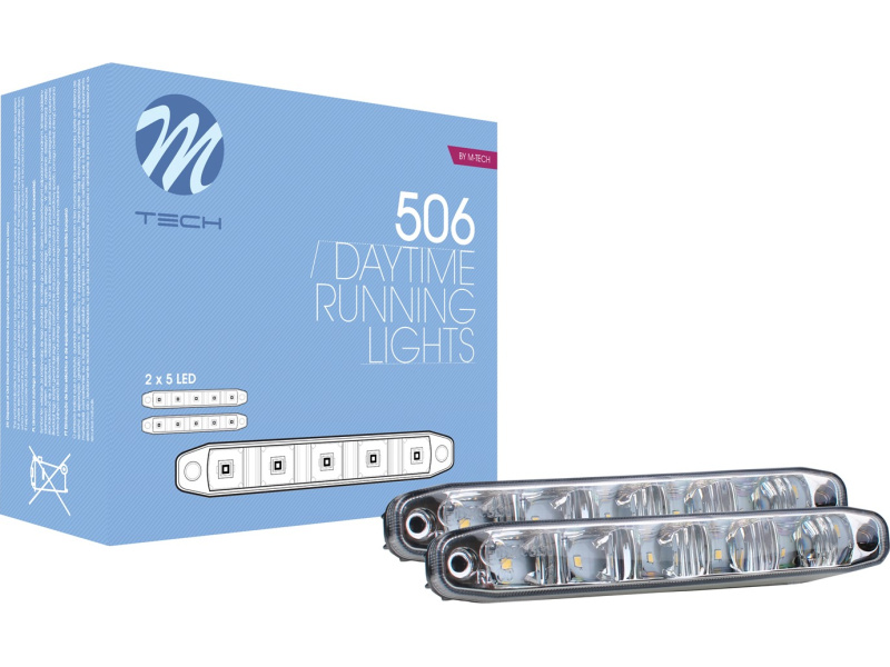 DRL 5 OSRAM Opto LED`ai 160x25x35-53mm; Super White 6000K; RL ir E11 žymėjimas