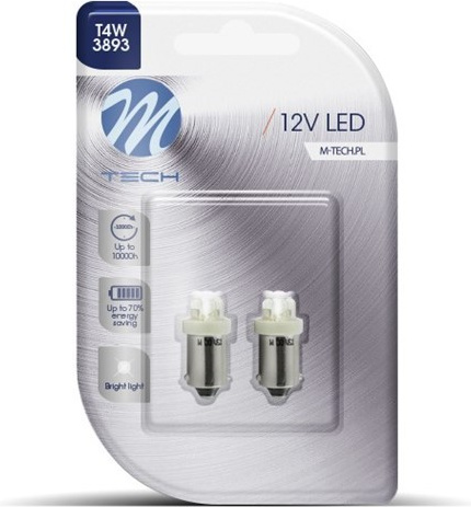 Blisteris 2vnt. 12V BA9s, 4LED, 3mm