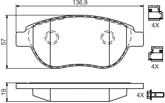  stabdžių trinkelių rinkinys, diskinis stabdys