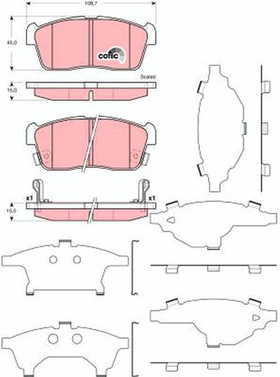  stabdžių trinkelių rinkinys, diskinis stabdys