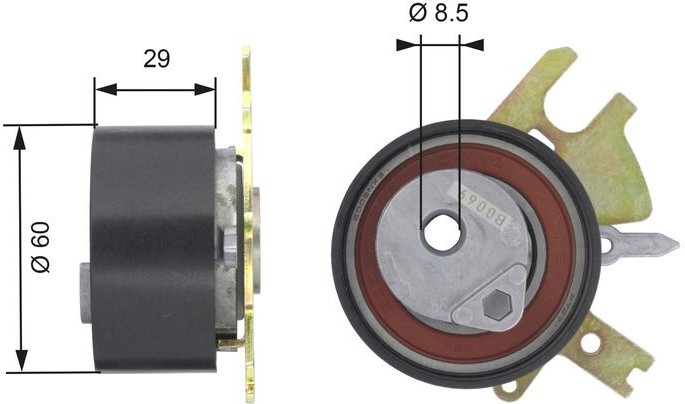  įtempiklio skriemulys, paskirstymo diržas