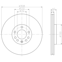 Opel Astra F, G, H, Corsa D, Meriva, Zafira A, B, C; Saab 9-3, 9-5 priekio 308x25