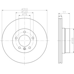 BMW 5 ser E60/61 03- priekio 310x24mm