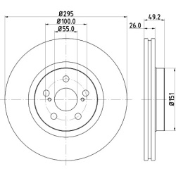 Toyota Avensis 03-08 T25 priekio 295x26mm 55mm centr. skylė