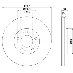 Chrysler Voyager IV, Dodge Caravan 2.4-3.8i 00-08 priekio vent 302X28