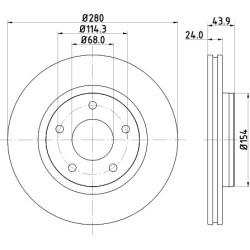 Nissan Juke 10-, Pulsar 14- priekio 279x24