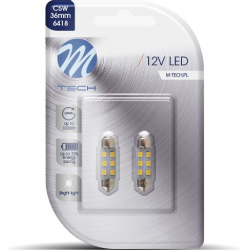 Blisteris 2 vnt. LED LB028W C5W 36mm 12V 6 SMD3528 SV balti