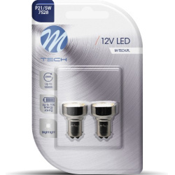 Blisteris 2 vnt. LED BAY15D P21/5W 19xSMD2835 12V 2kont. baltos