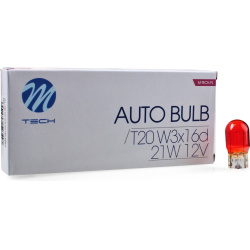 T20 12V 21W WY21W W3x16d Amber Oranžinė stiklinė 1kont.
